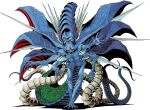  absurdres artist_name carapace commentary demon demon_(megami_tensei) demon_tail demon_wings english_commentary extra_arms extra_breasts fangs highres kazuma_kaneko marker_(medium) monster multiple_tails multiple_wings no_humans official_art retro_artstyle satan_(megami_tensei) scales scan shin_megami_tensei shin_megami_tensei_ii signature solo tail third-party_source third_eye traditional_media transparent_background wings yellow_eyes 