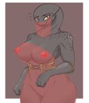  alien anthro big_breasts blush bodily_fluids breasts erect_nipples female grey_body grey_skin halo_(series) hi_res josun killerdragn looking_at_viewer meshe_srazamai microsoft nipples nude pussy sangheili shy simple_background solo sweat video_games wide_hips xbox_game_studios 