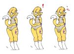  2019 ahegao anthro armwear blue_eyes butt clothed clothing digimon digimon_(species) digital_media_(artwork) dipstick_tail feces fpe looking_back looking_pleasured messing multicolored_tail panties rear_view renamon scat simple_background soiling solo tongue tongue_out underwear white_background 