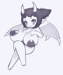  :3 big_breasts blush breasts crossed_legs dark_hair demon fangs female horn humanoid madria maplestory maplestory_2 nipples not_furry smile unknown_artist wings 