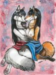  asian_clothing breasts canid canine clothing duo east_asian_clothing fox japanese_clothing kimono mammal shiverz 