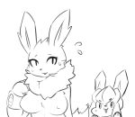  2018 ambiguous_gender bodily_fluids breasts crossgender duo eeveelution female glaceon hi_res jetta_(miau) jolteon lassodraw nintendo pok&eacute;mon pok&eacute;mon_(species) sweat video_games 