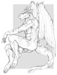  abs anthro balls claws dragon ear_piercing hi_res male muscular nude penis piercing scalie tanutanuki western_dragon wings 