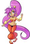  2018 alpha_channel blue_eyes breasts clothing female footwear genie hair hi_res humanoid humanoid_pointy_ears long_hair not_furry open_mouth open_smile ponytail purple_hair shantae shantae_(series) simple_background smile solo teevo transparent_background video_games wayforward 