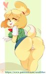  &lt;3 2019 absurd_res animal_crossing anthro anus big_butt black_nose blonde_hair blush blush_stickers bottomwear breasts butt canid canine canis clothed clothing domestic_dog female fur g-blue16 hair hand_on_butt hi_res isabelle_(animal_crossing) mammal nintendo no_underwear paper patreon presenting presenting_hindquarters pussy raised_clothing shih_tzu short_stack skirt solo tail_upskirt tailwag text thick_thighs tongue tongue_out topwear toy_dog url video_games wide_hips yellow_body yellow_fur 