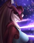  2019 anthro breasts digital_media_(artwork) dragon eyebrows eyelashes female hi_res horn looking_at_viewer membrane_(anatomy) membranous_wings non-mammal_breasts p-v-s smile solo wings 