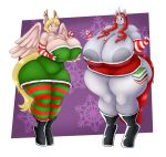  09hankris absurd_res anthro areola armwear big_breasts blonde_hair boots breasts candy candy_cane christmas clothed clothing curvaceous curvy_figure cutie_mark dress duo elbow_gloves equid equine feathered_wings feathers female food footwear furgonomics gloves hair handwear hi_res holding_breast holidays horn horse huge_breasts huge_hips huge_thighs hyper hyper_breasts jaeh leggings legwear long_hair mammal my_little_pony nipple_slip obese obese_female overweight overweight_female partially_clothed pterippus red_hair short_hair skimpy strapless_dress striped_leggings thick_thighs tight_clothing unicorn voluptuous wavy_hair wide_hips wings 