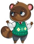  2015 alpha_channel animal_crossing anthro blue_eyes canid canine clothing fur half-closed_eyes male mammal nintendo raccoon_dog simple_background solo tanuki teevo tom_nook_(animal_crossing) transparent_background video_games 