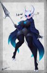  2019 absurd_res animal_humanoid arthropod arthropod_humanoid artist-apprentice587 big_breasts bikini black_body black_sclera black_skin blue_nipples blush breasts cape clitoris clothed clothing fan_character female hi_res hollow_knight humanoid insect insect_humanoid nipples not_furry nude pussy skimpy solo swimwear vessel_(species) weapon 