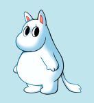  2019 ambiguous_gender anthro happycrumble looking_aside moomin moomintroll nude simple_background solo standing the_moomins white_background 