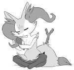  anthro biped box_(hajimeyou654) braixen brush brushing chest_tuft dipstick_tail eyes_closed fluffy fluffy_tail hi_res inner_ear_fluff multicolored_tail nintendo pok&eacute;mon pok&eacute;mon_(species) sitting solo stick tuft video_games 