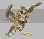 abs accessory action_pose anthro armband armor arrow_(weapon) avian beak bottomwear bow_(weapon) bracers brown_hair chiton clothing digital_media_(artwork) feathers feet fur gryphon hair headband hi_res holding_bow_(weapon) holding_object holding_ranged_weapon holding_weapon jewelry legband loincloth male muscular muscular_anthro muscular_male mythological_avian mythological_creature mythology necklace nipples pacelic pecs pointy_ears pose quiver_(object) ranged_weapon sash scar solo tail tail_tuft talons tan_body tan_fur thick_thighs thighband toes tuft weapon wings yellow_eyes