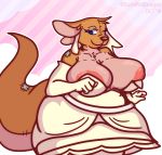  2019 absurd_res animate_inanimate anthro areola areola_slip big_breasts breasts bride cleavage clothed clothing digital_media_(artwork) disney dress eyelashes female fingers fur gloves handwear headgear headwear hi_res kanga kangaroo living_plushie macropod mammal marsupial mature_female nipple_slip nipples overweight overweight_female plushie solo sushirolldragon topwear veil wedding_dress wedding_veil winnie_the_pooh_(franchise) 