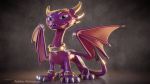  16:9 3d_(artwork) activision ambiguous_gender cynder digital_media_(artwork) dragon feral glistening hi_res rubber rubber_(artist) scalie solo spyro_the_dragon video_games 