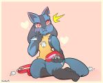 anthro blush blushing_at_viewer candy chesunezu chocolate dessert february14 food generation_4_pokemon love lucario male nintendo pokemon pokemon_(species)
