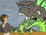 2024 big_teeth bodily_fluids boobs?_wanna_touch_boobs? breath claws countershade_jaw countershade_neck countershading dialogue dragon dripping duo fandroit feral fin green_eyes green_gums green_tongue head_fin horn human male mammal meme multi_eye mythological_creature mythological_scalie mythology open_mouth quattro_(fandroit) saliva saliva_drip scalie scared scratches sharp_teeth snout surprised teeth toe_claws tongue tongue_out unsure wings