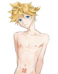  1boy arms_behind_back hashtag-only_commentary highres iyuni2442 looking_at_viewer nude 