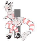 2025 2_horns anthro arm_warmers armwear black_pawpads blush body_blush brown_claws brown_eyes butt choker claws clothing digital_drawing_(artwork) digital_media_(artwork) dragon embarrassed eyelashes featureless_chest femboy fur furgonomics furred_dragon furred_scalie gagaga_ram geometric_background glistening glistening_butt hand_on_leg hand_on_thigh horn jewelry korean_description legwear lidded_eyes lingerie male mythological_creature mythological_scalie mythology navel necklace pawpads paws presenting presenting_hindquarters scalie shaded shy simple_background solo tail tail_clothing tail_tuft tail_warmer thigh_highs tuft white_body white_fur wingless_dragon