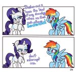 blue_body duo equid equine female female/female friendship_is_magic hasbro horn horse louvely mammal my_little_pony mythological_creature mythological_equine mythology open_mouth pegasus pink_eyes pony rainbow_dash_(mlp) rarity_(mlp) unicorn white_body wings