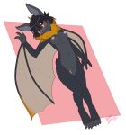  2019 3_fingers anthro blush breasts chest_tuft chiropteran claws cute_fangs ears_up female fingers hi_res looking_at_viewer mammal morgan_(gorbograndman) nekostar nipples nude pussy small_breasts smile solo toe_claws tuft wings yellow_eyes 