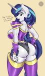  absurd_res anthro armor big_breasts big_butt breasts butt crossgender dialogue equid female friendship_is_magic hi_res horn mammal my_little_pony nexcoyotlgt shining_armor_(mlp) unicorn 