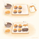  animal bowl chocolate chocolate-covered_food dog food food_focus fruit glass_bowl highres no_humans orange_(fruit) orange_slice orangette original tray yeastken 