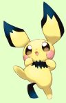 ambiguous_gender black_body black_ear_tips black_fur black_tail brown_body colored dipstick_ears ear_markings feral fur generation_2_pokemon multicolored_ears nintendo pichu pink_cheeks pokemon pokemon_(species) simple_background solo tail yakiniku628 yellow_body