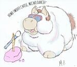 1_horn 2023 ambiguous_feral ambiguous_gender artist_name brown_hair brown_tail cotton_swab elton_john english_text equid equine eyewear feral fluffy_pony fluffy_pony_(species) fur hair hooves horn lyrics mammal microfluff monotone_body monotone_fur mossyfluff motion_lines mythological_creature mythological_equine mythology obese obese_ambiguous obese_feral open_mouth overweight overweight_ambiguous overweight_feral puffed_cheeks shaded singing solo spiral_horn standing sunglasses tail text tongue traditional_media_(artwork) unicorn white_body white_fur white_horn