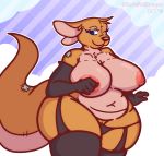  2019 absurd_res animate_inanimate anthro areola belly big_breasts breasts clothing curvy_figure digital_media_(artwork) disney eyelashes female fingers fur gloves handwear hi_res kanga kangaroo legwear lingerie living_plushie macropod mammal marsupial mature_female navel nipples overweight overweight_female panties panties_down plushie pouch_(anatomy) pussy solo sushirolldragon thick_thighs underwear voluptuous wide_hips winnie_the_pooh_(franchise) 