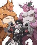  2019 abs absurd_res anthro anthro_on_anthro anthrofied bicepjob biceps big_muscles charizard dragon erection flexing group group_sex hi_res maldu male male/male mammal muscular muscular_male mustelid nidoking nintendo obstagoon pecs penis pok&eacute;mon pok&eacute;mon_(species) pok&eacute;morph reptile scalie sex threesome video_games 