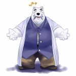  1:1 2014 anthro blush bottomwear clothing eyes_closed fur hi_res humanoid_hands male mammal overweight overweight_male pants polar_bear shimesaba551 shirt solo topwear ursid ursine white_body white_fur 