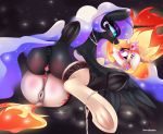  2019 absurd_res anus bodily_fluids butt clitoris clothing cutie_mark duo equid eye_contact eyelashes female female/female feral friendship_is_magic hi_res hooves horn incest legwear looking_at_another mammal my_little_pony nevobaster nightmare_moon_(mlp) nightmare_star_(mlp) pussy saliva saliva_string sibling sister sisters slit_pupils tongue tongue_out underhoof underwear winged_unicorn wings 