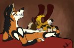  2017 2d_animation 5_fingers ambiguous_gender animated anthro anthro_on_anthro bed blonde_hair canid canine capreoline cervid deep_throat digital_media_(artwork) duo erection eyes_closed felid fellatio fingers fox frame_by_frame fur furniture green_eyes hair hand_on_thigh horn hybrid inside kneeling loop lying male male/ambiguous mammal multicolored_body multicolored_fur nude on_back on_bed oral penile penis reclining reindeer sex sirkus-pandemonium sirkus-pandemonium_(character) theothefox_(character) three-quarter_view 