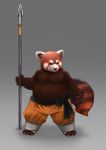  2014 absurd_res ailurid anthro bottomwear clothing hi_res humanoid_hands male mammal moobs navel overweight overweight_male pants red_panda simple_background solo tenkami 