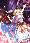  alice_margatroid arm_up blonde_hair blue_eyes book bow bowtie buckle doll dress grimoire grimoire_of_alice hair_bow hairband long_hair looking_up magic_circle massala open_book outstretched_arm outstretched_arms red_eyes shanghai_doll short_hair solo spread_arms touhou 