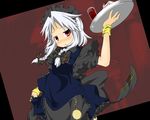  armband bad_id bad_pixiv_id blush bow braid izayoi_sakuya silver_hair solo takewaka touhou waitress 