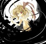  angry bad_id bad_pixiv_id blonde_hair darkness hair_ribbon itsutsuki long_hair red_eyes ribbon rumia short_hair solo topless touhou 