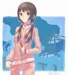  bad_id bad_pixiv_id brown_eyes brown_hair original solo tougetsu_gou track_suit twintails whistle 