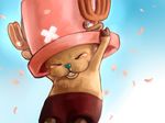  arms_up cherry_blossoms hat no_humans nokonokoro one_piece outstretched_arms pink_hat tears tony_tony_chopper 