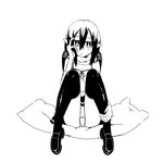  greyscale knees_to_chest monochrome nanakura_nanane original panties pantyshot solo thighhighs underwear 