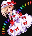  bad_id bad_pixiv_id blonde_hair blush bow cosplay emina fang flandre_scarlet hat highres red_eyes remilia_scarlet remilia_scarlet_(cosplay) ribbon solo touhou wings wrist_cuffs 