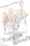  anemone_(eureka_seven) closed_eyes eureka eureka_seven eureka_seven_(series) hair_ornament hairclip highres legs long_hair multiple_girls pink_hair plastick sakuya_(eureka_seven) short_hair smile tattoo thigh_strap 