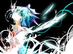  blue_eyes blue_hair bug butterfly cirno hair_ribbon ice insect ribbon short_hair short_sleeves solo touhou tsukimoto_aoi wings 