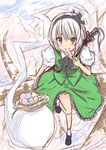  bad_id bad_pixiv_id cherry_blossoms dango eating food highres hitodama konpaku_youmu konpaku_youmu_(ghost) noichigo sketch solo touhou tree wagashi 