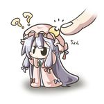 ? aoblue chibi fingers hat long_hair minigirl patchouli_knowledge poking purple_hair ribbon solo touhou translated 