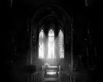  building church furuta greyscale indoors light_rays monochrome no_humans original scenery sunbeam sunlight window 