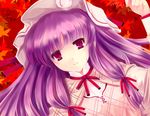  bad_id bad_pixiv_id bangs cetera hat highres leaf long_hair patchouli_knowledge purple_eyes purple_hair ribbon smile solo touhou 