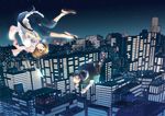  1girl cityscape glasses kino_hinata night night_sky original shoe_soles sky 