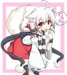  animal_ears detached_sleeves inubashiri_momo original red_eyes short_hair solo suna_(sunaipu) tail thighhighs touhou white_hair wolf_ears wolf_tail 