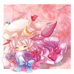  :&gt; animal_ears bow chibi closed_eyes crescent dog_ears dog_tail hair_bow hair_ribbon happy hat kemonomimi_mode patchouli_knowledge purple_hair ribbon shiny solo tail touhou yuya_(night_lily) zoom_layer 